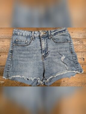 Light Wash Distressed Denim Shorts